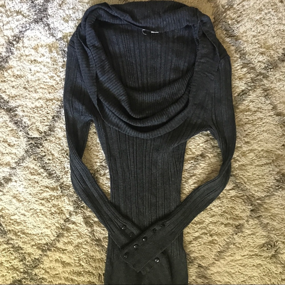 Cowl Neck Ribbed Sweater